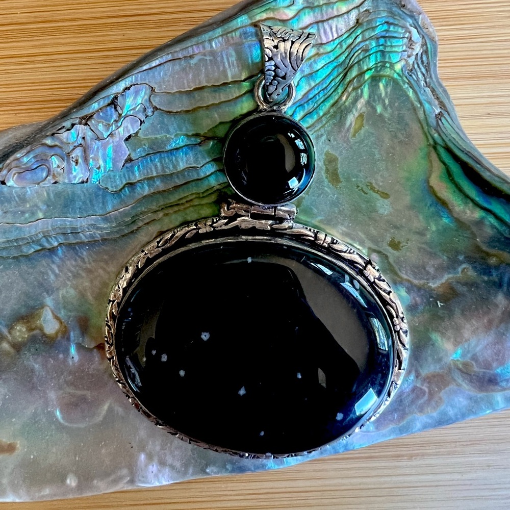 Snowflake Obsidian, And Onyx Pendant - image 1